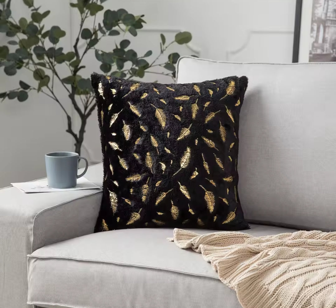 Bronzing Feather Pillow Case Plush Super Soft Square Faux Throw Pillow Covers Sofa Cushion Covers Pillow Case