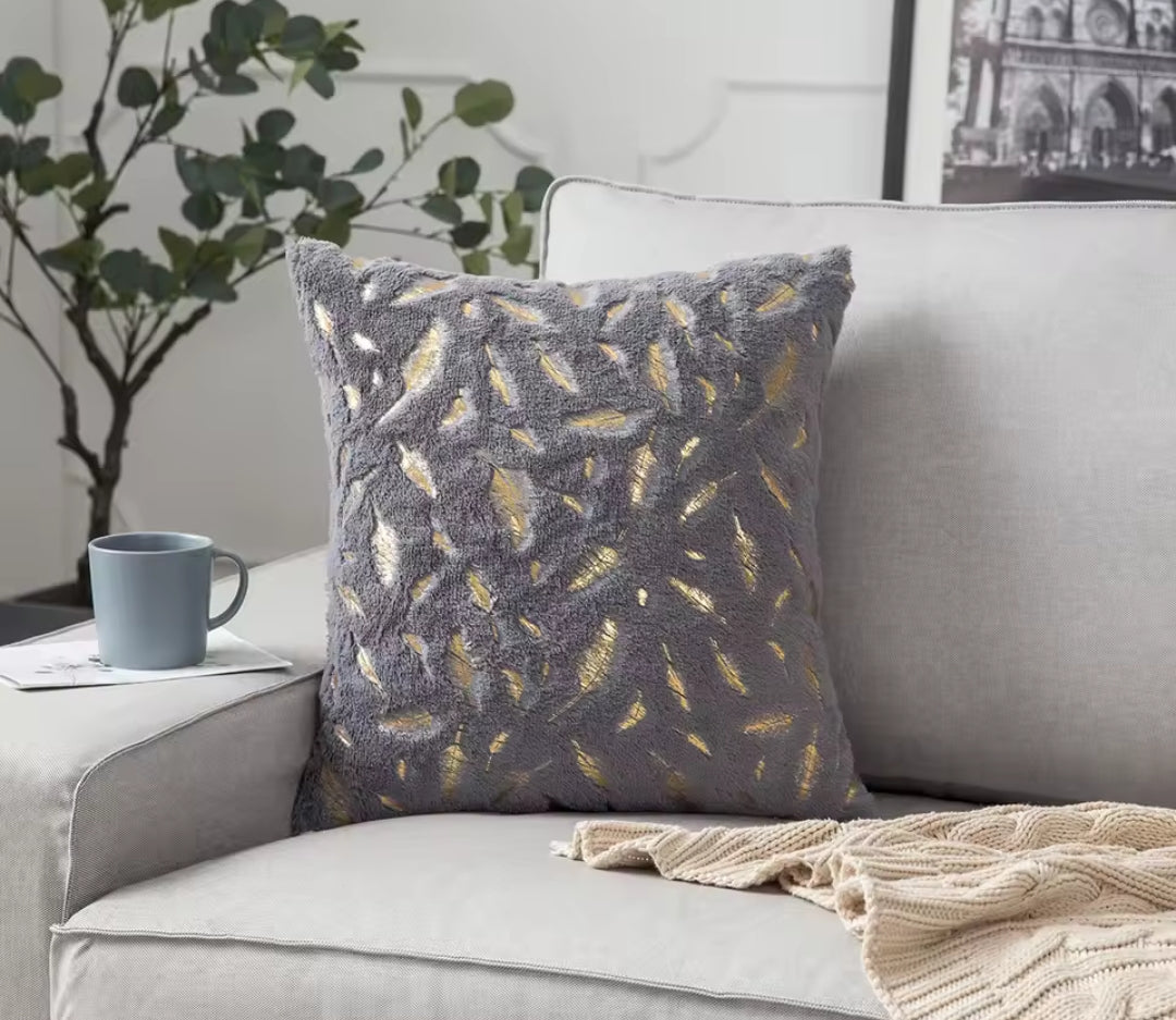 Bronzing Feather Pillow Case Plush Super Soft Square Faux Throw Pillow Covers Sofa Cushion Covers Pillow Case