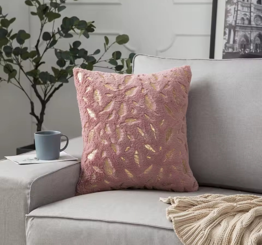 Bronzing Feather Pillow Case Plush Super Soft Square Faux Throw Pillow Covers Sofa Cushion Covers Pillow Case