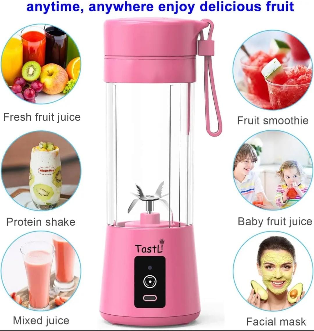 USB Rechargeable Juicer Blender 6 Blades Electric Blender Mini Portable Personal Size Juicer Cup USB Rechargeable Mixer 380ml Food Grade Water Bottle Portable Fruit Juicer Machine