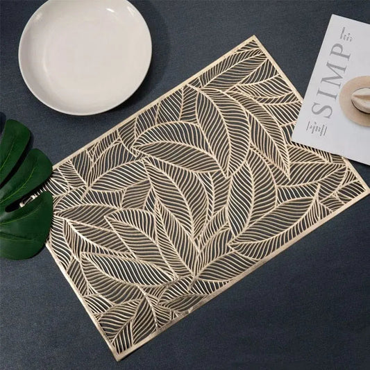 2/4/6/8 PVC Leave Placemats Rectangle 12x18