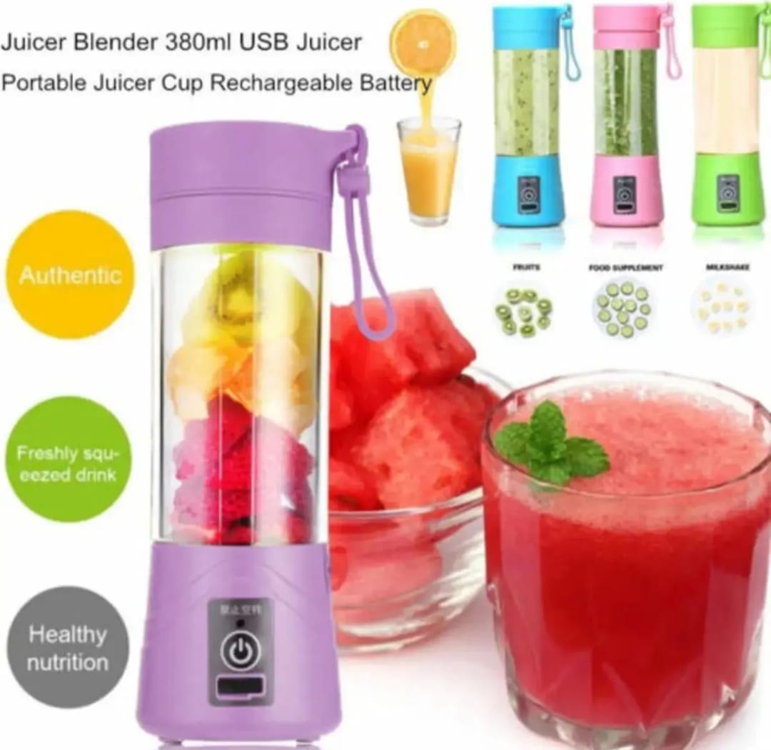 USB Rechargeable Juicer Blender 6 Blades Electric Blender Mini Portable Personal Size Juicer Cup USB Rechargeable Mixer 380ml Food Grade Water Bottle Portable Fruit Juicer Machine