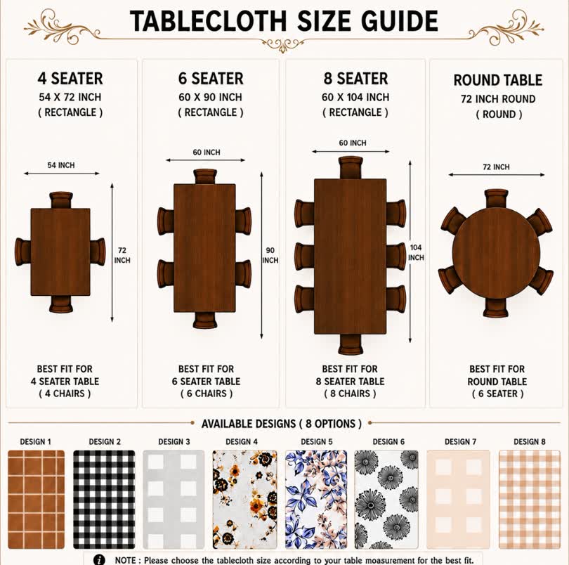 4/6/8 Seater Waterproof Table Cover with Elegant Lace Border New Design B
