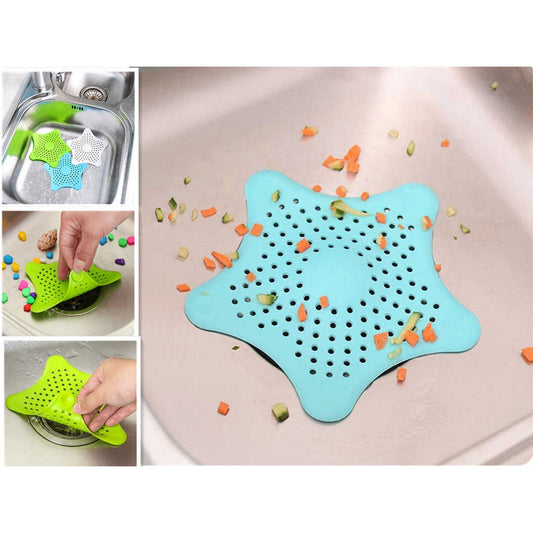 Silicone Rubber Star Fish Five-pointed Creative Star Sink Water Stopper Filter Sea Star Drain Hair Catcher & Stopper Cover Sink Strainer Leakage Filter for Kitchen and Bathroom