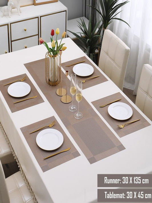 5 Pieces Light PVC Washable Placemats with Runner