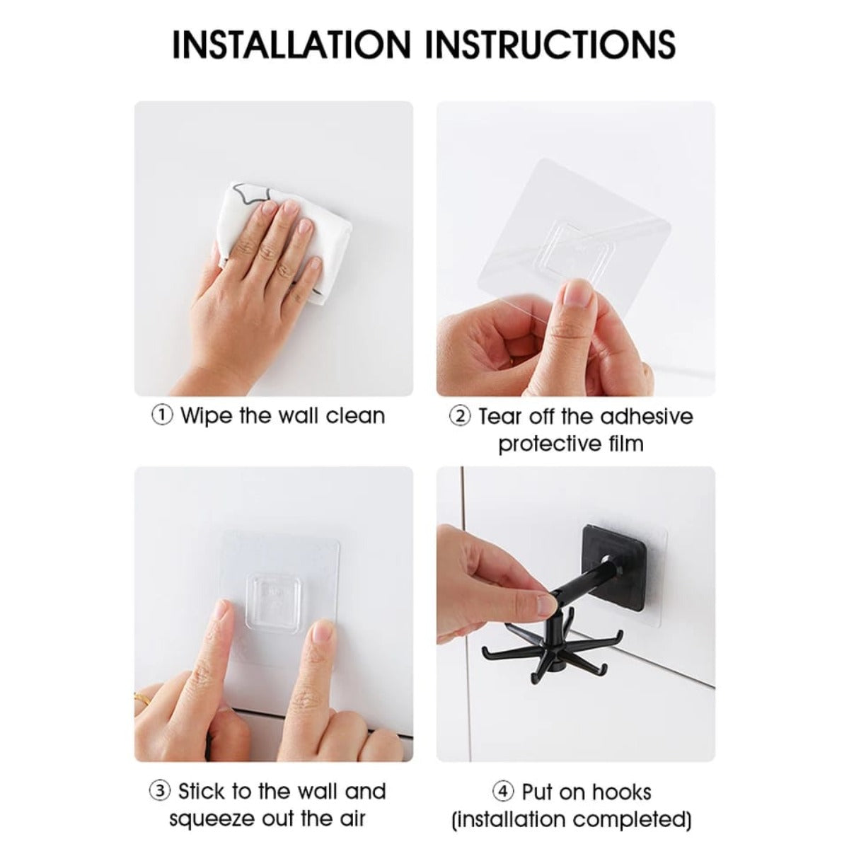 360 Degrees Self-Adhesive Hook Kitchen Bathroom Storage Hanger Wall Hanging Cabinet Shelf Rotating Folding Hooks Foldable Rotatable Mounted Organizer Holder Moisture Proof Swivel Seamless Hangers Mount Adhesive Strong Bearing Manual Detachable