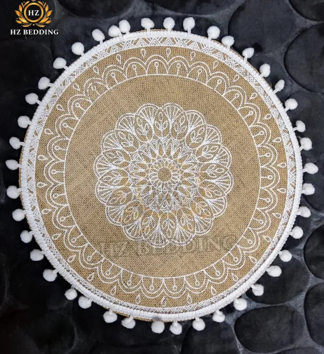 Round Placemat Table Non-Slip Jute Mats for Dining Table Decoration Accessories Kitchen Placemats Coffee Coasters Party Dinner 15x15 inh