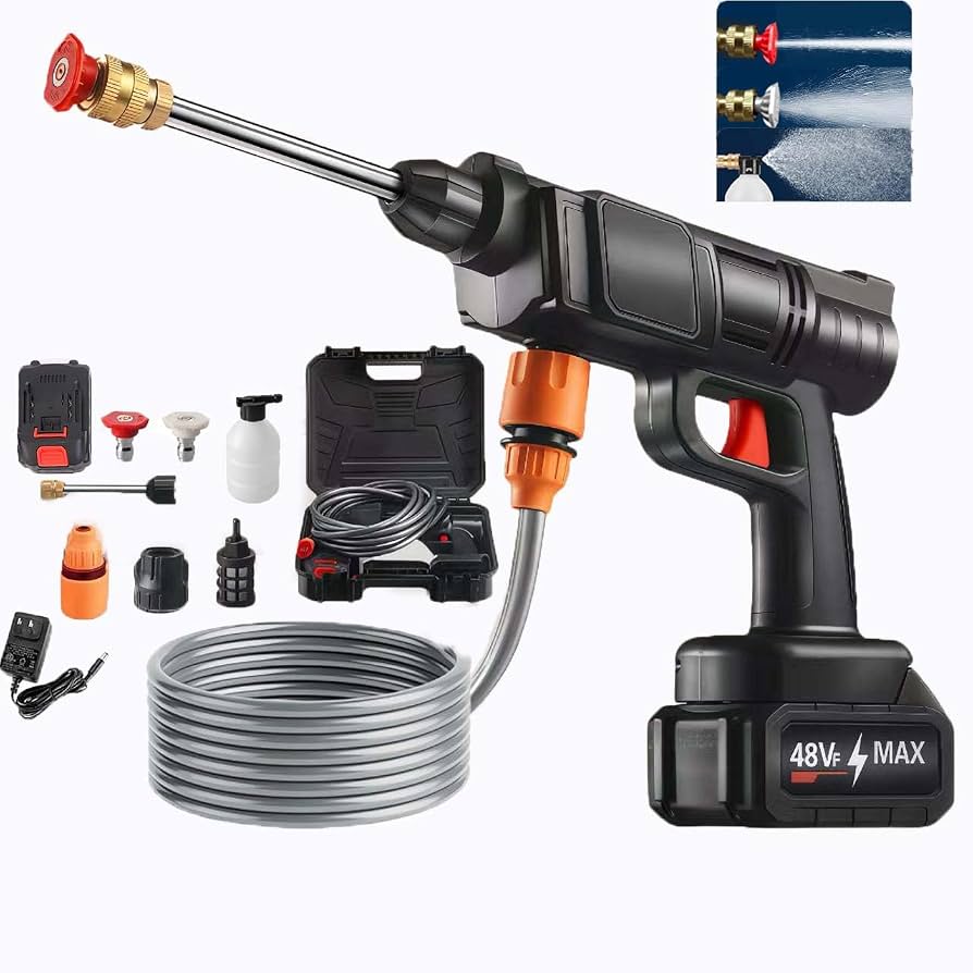 48V Rechargeable Cordless Pressure Washer Gun for Car & Home Cleaning