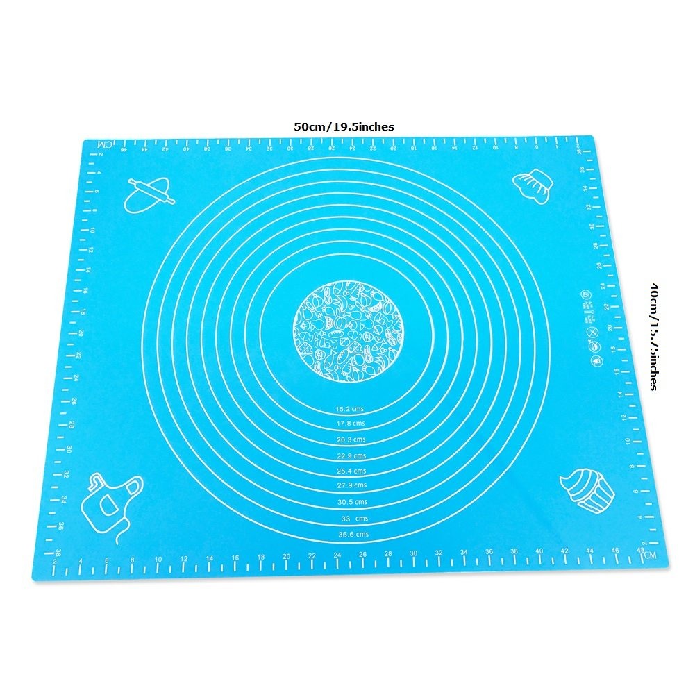 Silicon Rolling Dough Mat Non Slip Non Stick Reuseable Baking Mat 40cm x 50cm Kneading Dough Pad for Pastry Fondant Chapati Rolling Mat Roti Mat with Measurements