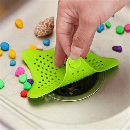 Silicone Rubber Star Fish Five-pointed Creative Star Sink Water Stopper Filter Sea Star Drain Hair Catcher & Stopper Cover Sink Strainer Leakage Filter for Kitchen and Bathroom