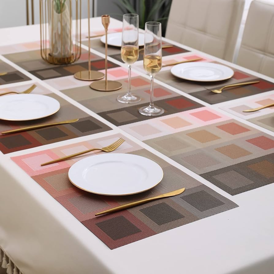 7 Pcs Dining Table Mat & Runner Set – Washable, Heat Resistant New Design A