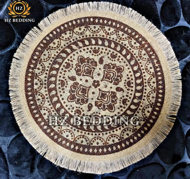 Round Placemat Table Non-Slip Jute Mats for Dining Table Decoration Accessories Kitchen Placemats Coffee Coasters Party Dinner 15x15 inh