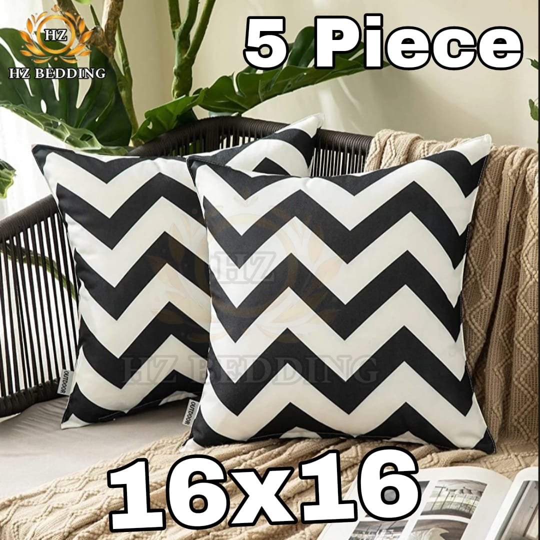 Modern Black Zigzag Design White Geometric Throw Cushion Case Chevron Grid Cushion Cover High Quality Fashion Grid Couch Decor