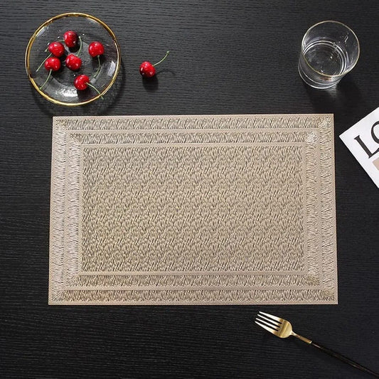 2/4/6 PVC Luxury Placemats Hollow Decorative Non-slip Table Mat PVC Insulated Hollow Placemat Kitchen Dining Table Mat Coaster Cup Pad HomeTable Mats Wipeable Vinyl Place Mat for Holiday Wedding Dinner Table Decoration Mat