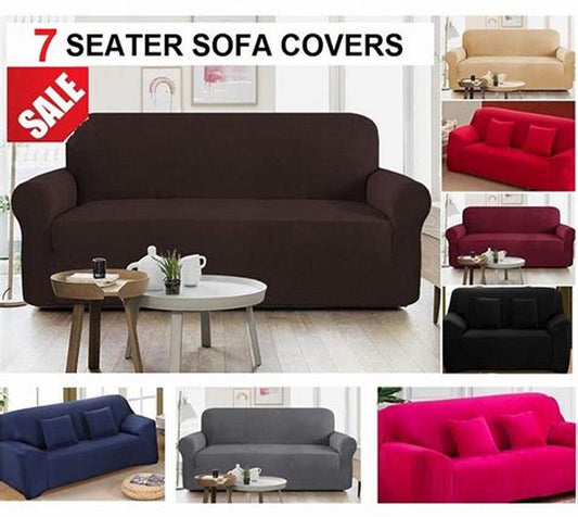 7 Seater (3+2+1+1) Sofa Cover Set 7 Seater Sofa Cover Elastic Fitted Solid Color Jersey Cover Comfortable Couch Cover Standard Size