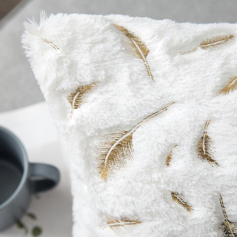 Bronzing Feather Pillow Case Plush Super Soft Square Faux Throw Pillow Covers Sofa Cushion Covers Pillow Case