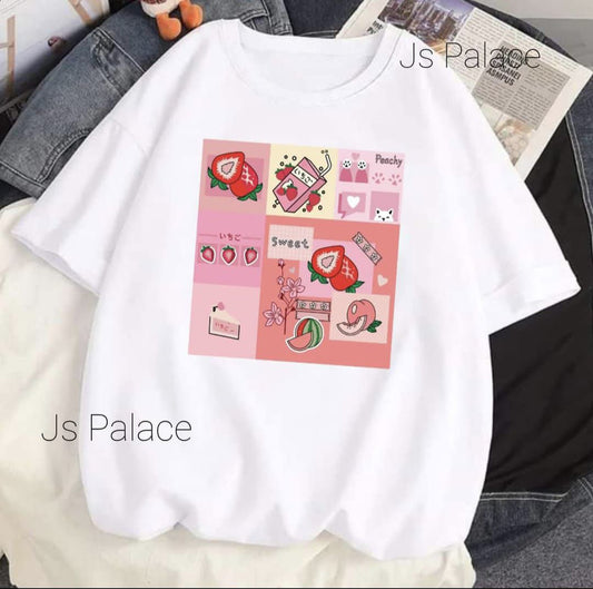 DTF Printed White Half Sleeve T-Shirt for Women | Summer Casual Wear