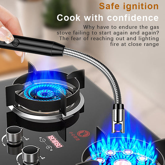 Aluminum Tube USB Arc Pulse Ignition Gun, Gas Stove Igniter, Windproof, Hose Lighter, Outdoor Candle, 360 Degree
