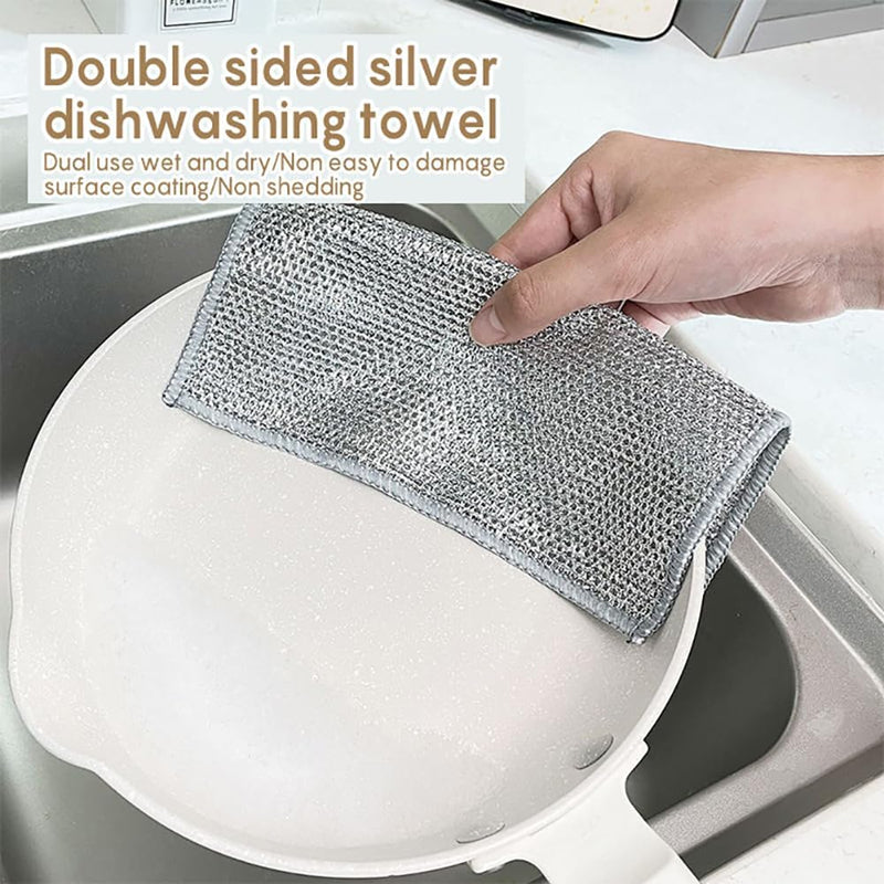 10-1pc Magic Cleaning Cloth Thickened Double -sided Metal Steel Wire Rags Kitchen Dish Pot Washdishing Cloths Towel Clean Tools
