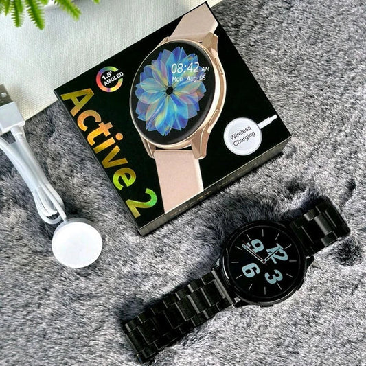 Samsung Active 2 Smartwatch – Fitness Tracker with BT Calling, Steel Body, 7 Straps Included