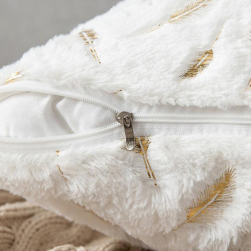Bronzing Feather Pillow Case Plush Super Soft Square Faux Throw Pillow Covers Sofa Cushion Covers Pillow Case