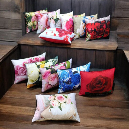 Colorful Sunflower Rose Pillow Decoration Pillowcase Sofa Flower Plilow Cover Window Seat Decoration Decorative Pillow DIY 12x20 Inch
