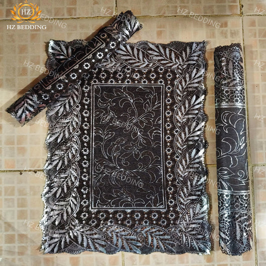 3pcs center table dressing table and side Table Mat Brown Large pcs size(15×36) And small 2pcs size(12×18) Inches material vinyl soft plastic Premium Brown