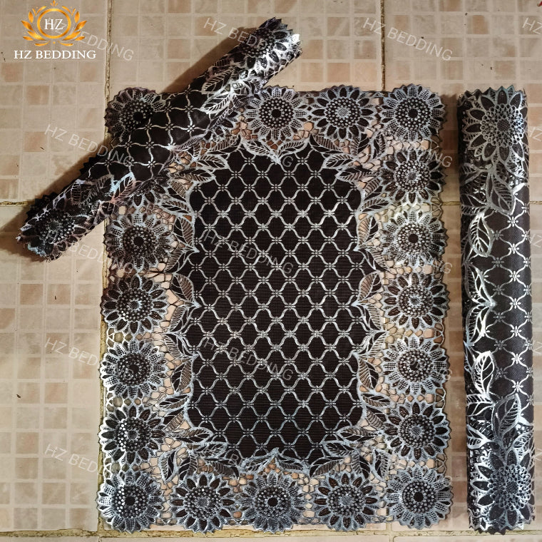 3pcs center table dressing table and side Table Mat Brown Large pcs size(15×36) And small 2pcs size(12×18) Inches material vinyl soft plastic Premium Brown