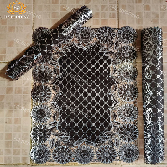 3pcs center table dressing table and side Table Mat Brown Large pcs size(15×36) And small 2pcs size(12×18) Inches material vinyl soft plastic Premium Brown