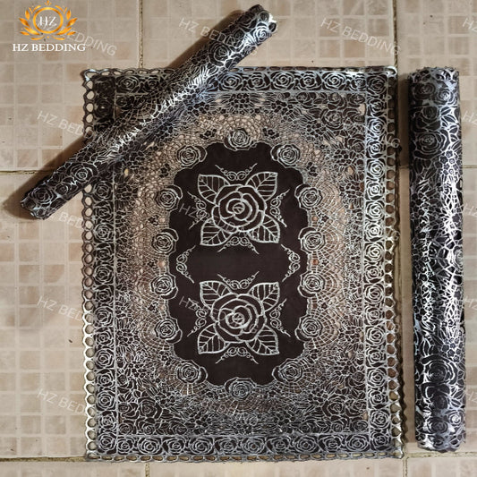3pcs center table dressing table and side Table Mat Brown Large pcs size(15×36) And small 2pcs size(12×18) Inches material vinyl soft plastic Premium Brown