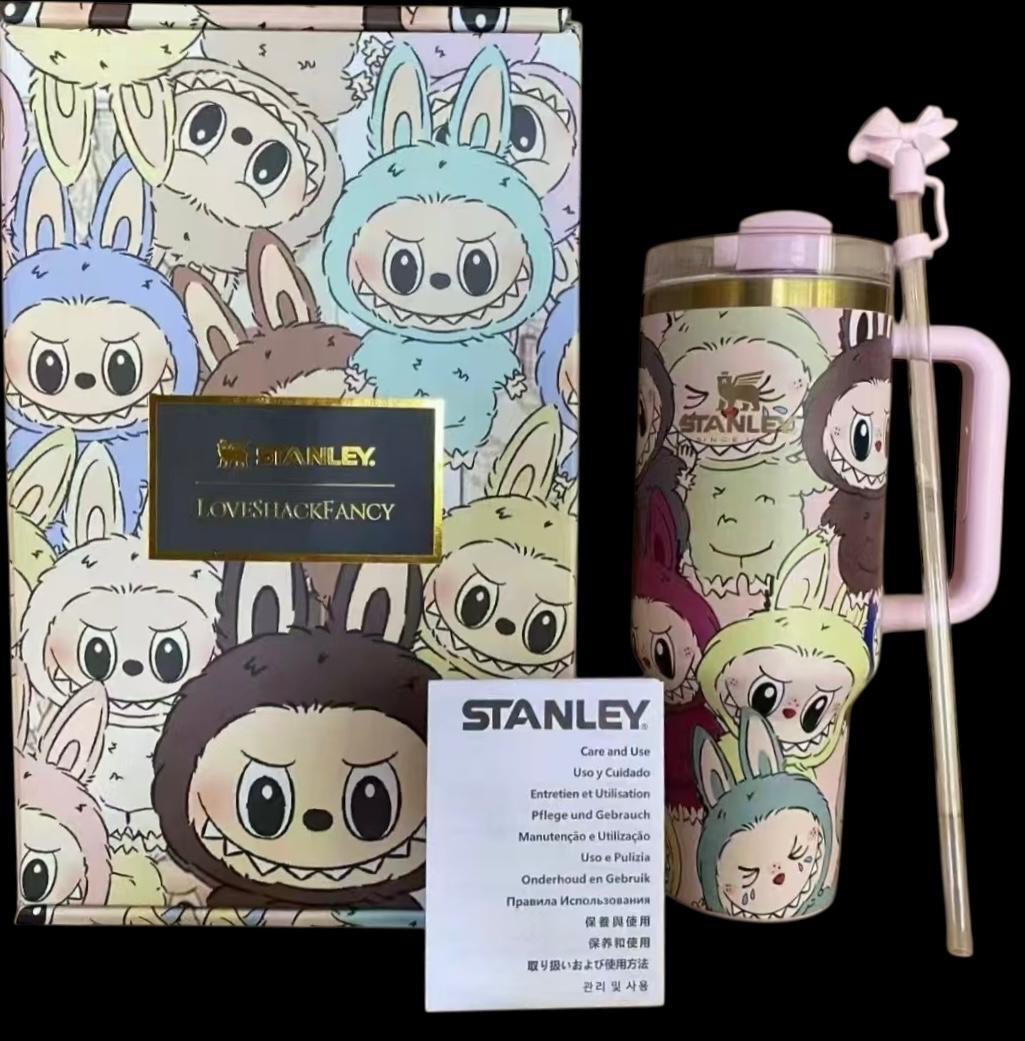 40 oz - Labubu Stanley Insulated Tumbler Thermos Flask With Straw, Lid & Straw Cap (Limited-Edition)
