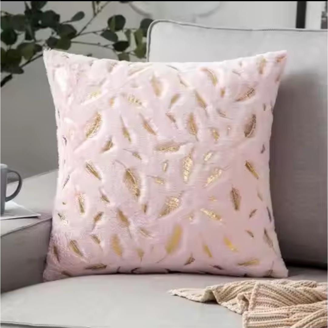 Bronzing Feather Pillow Case Plush Super Soft Square Faux Throw Pillow Covers Sofa Cushion Covers Pillow Case