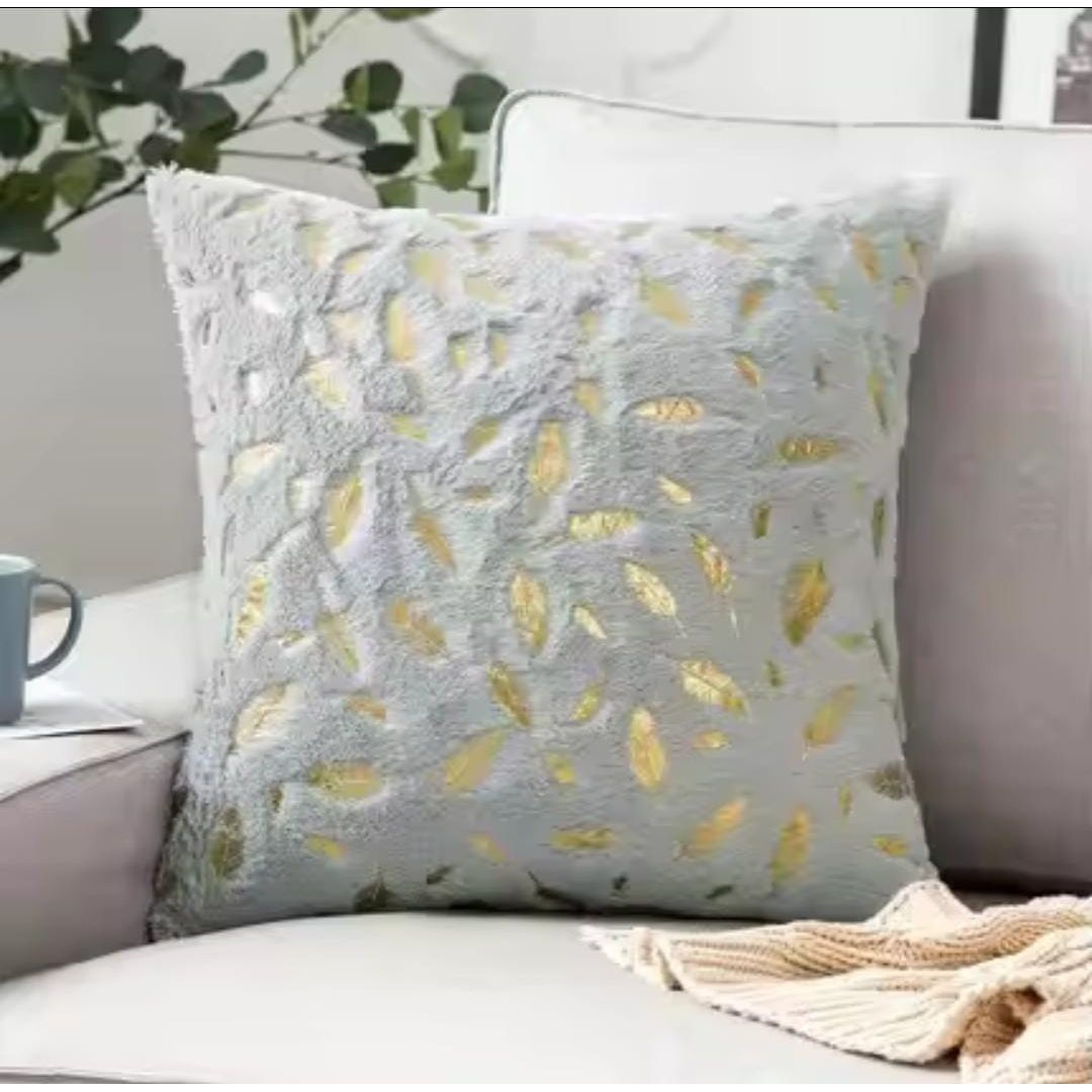 Bronzing Feather Pillow Case Plush Super Soft Square Faux Throw Pillow Covers Sofa Cushion Covers Pillow Case
