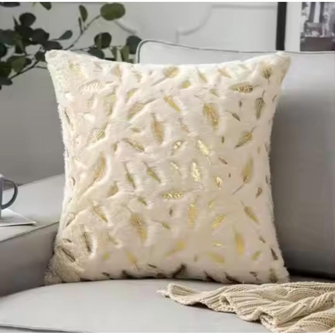 Bronzing Feather Pillow Case Plush Super Soft Square Faux Throw Pillow Covers Sofa Cushion Covers Pillow Case