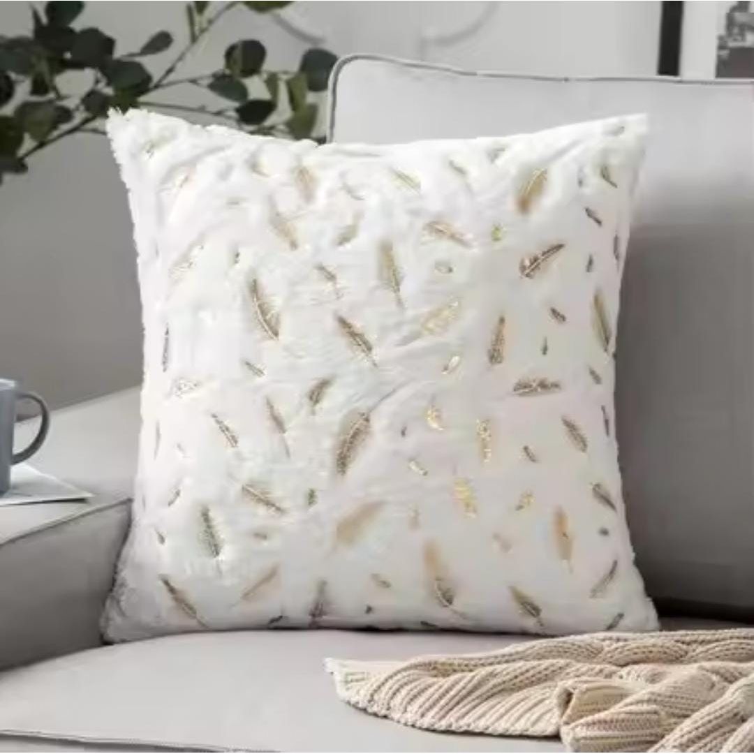 Bronzing Feather Pillow Case Plush Super Soft Square Faux Throw Pillow Covers Sofa Cushion Covers Pillow Case
