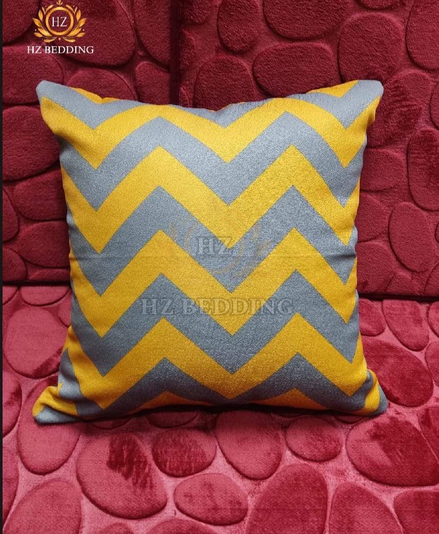 Modern Yellow Grey Zigzag Design White Geometric Throw Cushion Case Chevron Grid Cushion Cover High Quality Fashion Grid Couch Decor