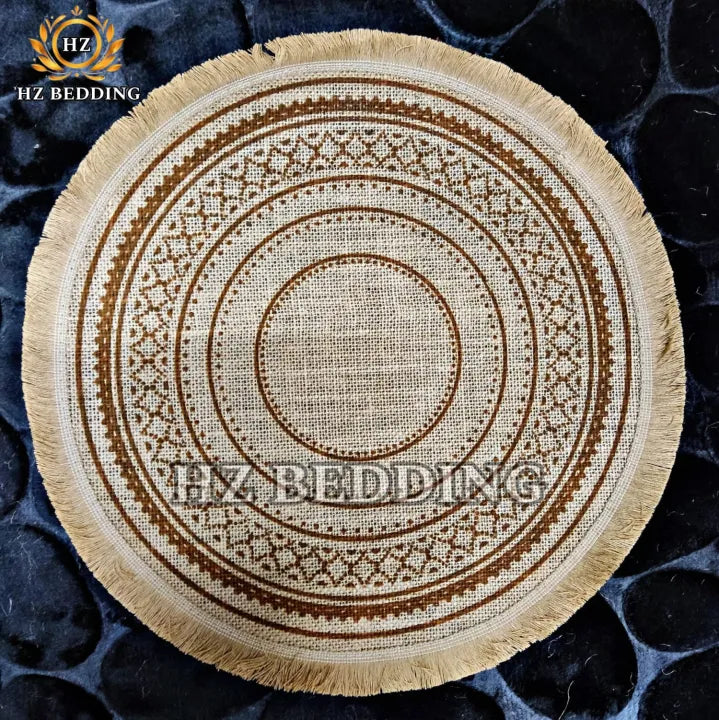 Round Placemat Table Non-Slip Jute Mats for Dining Table Decoration Accessories Kitchen Placemats Coffee Coasters Party Dinner 15x15 inh