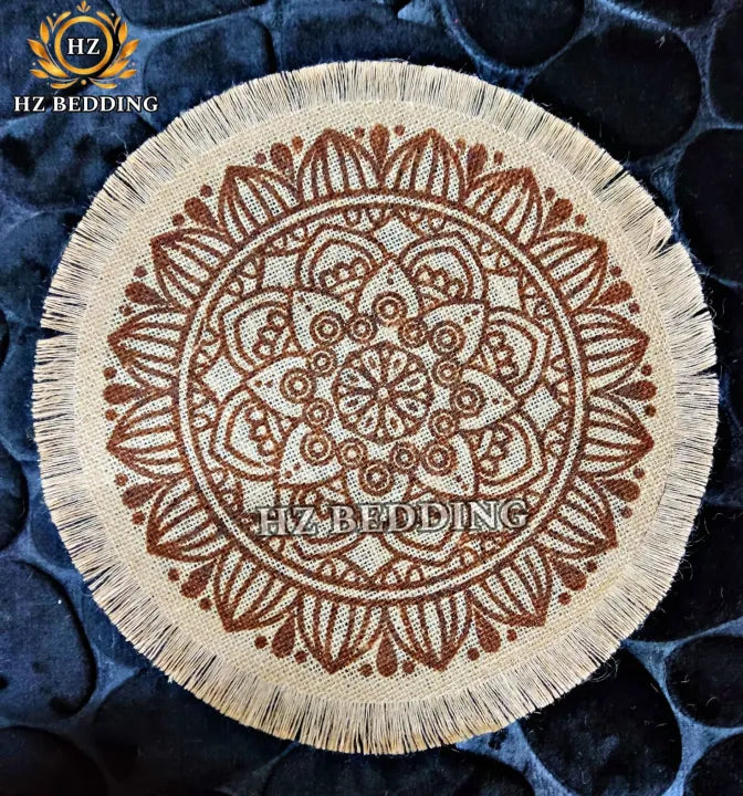 Round Placemat Table Non-Slip Jute Mats for Dining Table Decoration Accessories Kitchen Placemats Coffee Coasters Party Dinner 15x15 inh