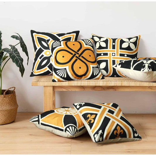 Creative Style Geometric Yellow Pillowcase Decor Cushion Sofa DIY Printed Pillow Chair Car Cushion Home Decoration