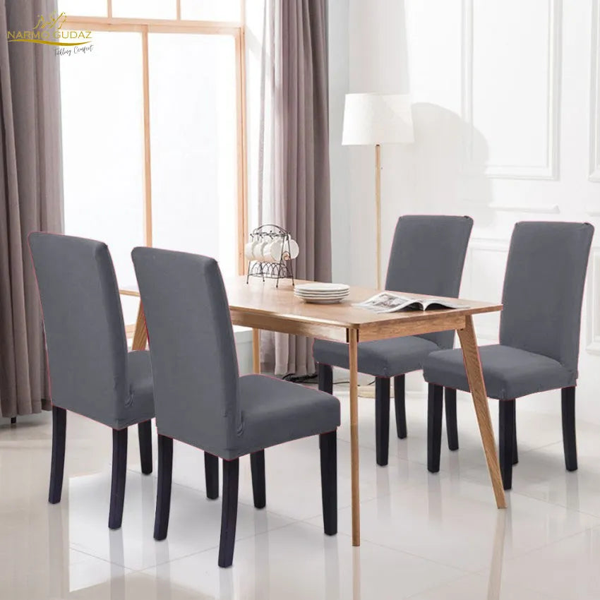 6 seater Dining Chair Cover Set Elastic Fitted Solid Color Jersey Cover Comfortable Chair Cover For Dining Room