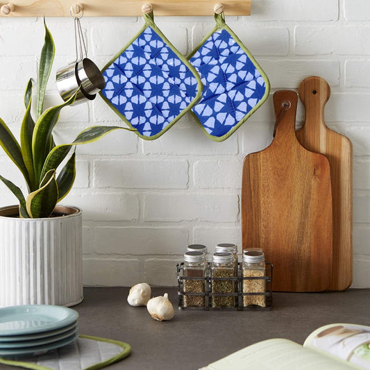 2 Pcs Cotton Heat Resistant Pot Holder Set for Kitchen Double side print