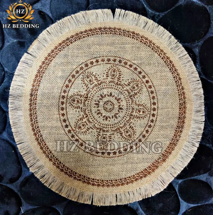 Round Placemat Table Non-Slip Jute Mats for Dining Table Decoration Accessories Kitchen Placemats Coffee Coasters Party Dinner 15x15 inh