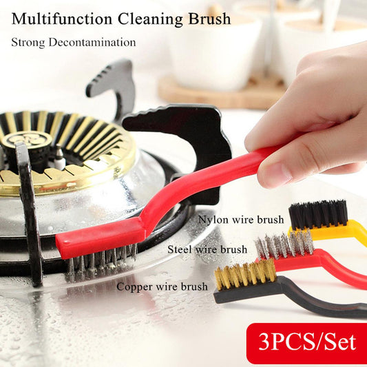 3Pcs/set Cleaning Wire Brush Kitchen Tools Stainless Steel Nylon Rust Remove Brushes Cleaner For Pot Household Cleaning Supplies