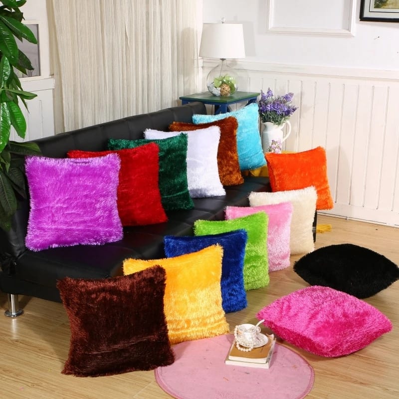 Cushion Case Plush Cushion Cover Home Decor cushion Covers Sofa Decorative Soft Fur Cushion Cover 15 x 15