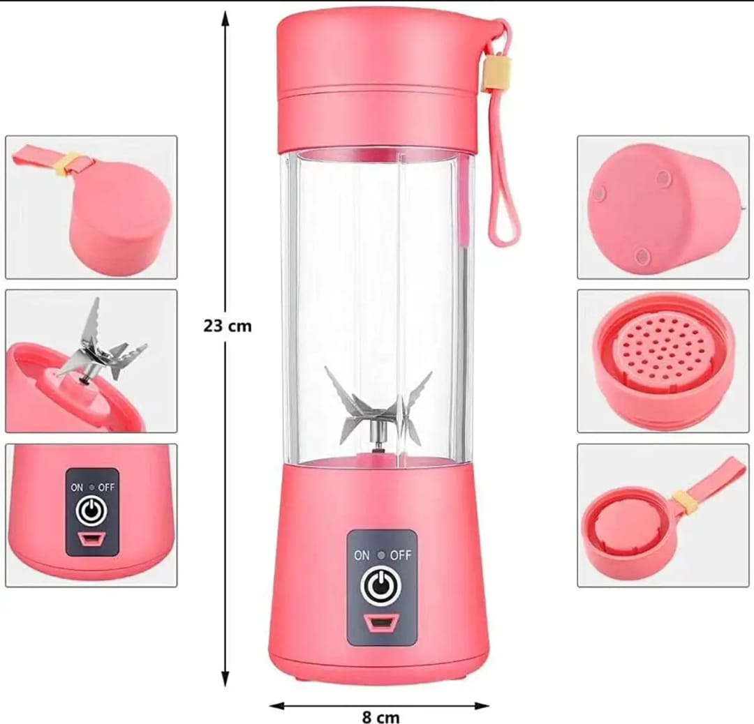 USB Rechargeable Juicer Blender 6 Blades Electric Blender Mini Portable Personal Size Juicer Cup USB Rechargeable Mixer 380ml Food Grade Water Bottle Portable Fruit Juicer Machine