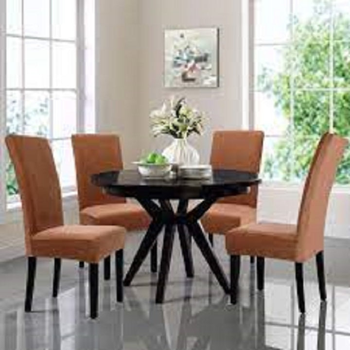 6 seater Dining Chair Cover Set Elastic Fitted Solid Color Jersey Cover Comfortable Chair Cover For Dining Room