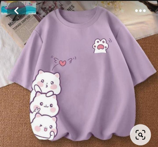 Purple Bears Printed T-Shirt For Girls & Womens