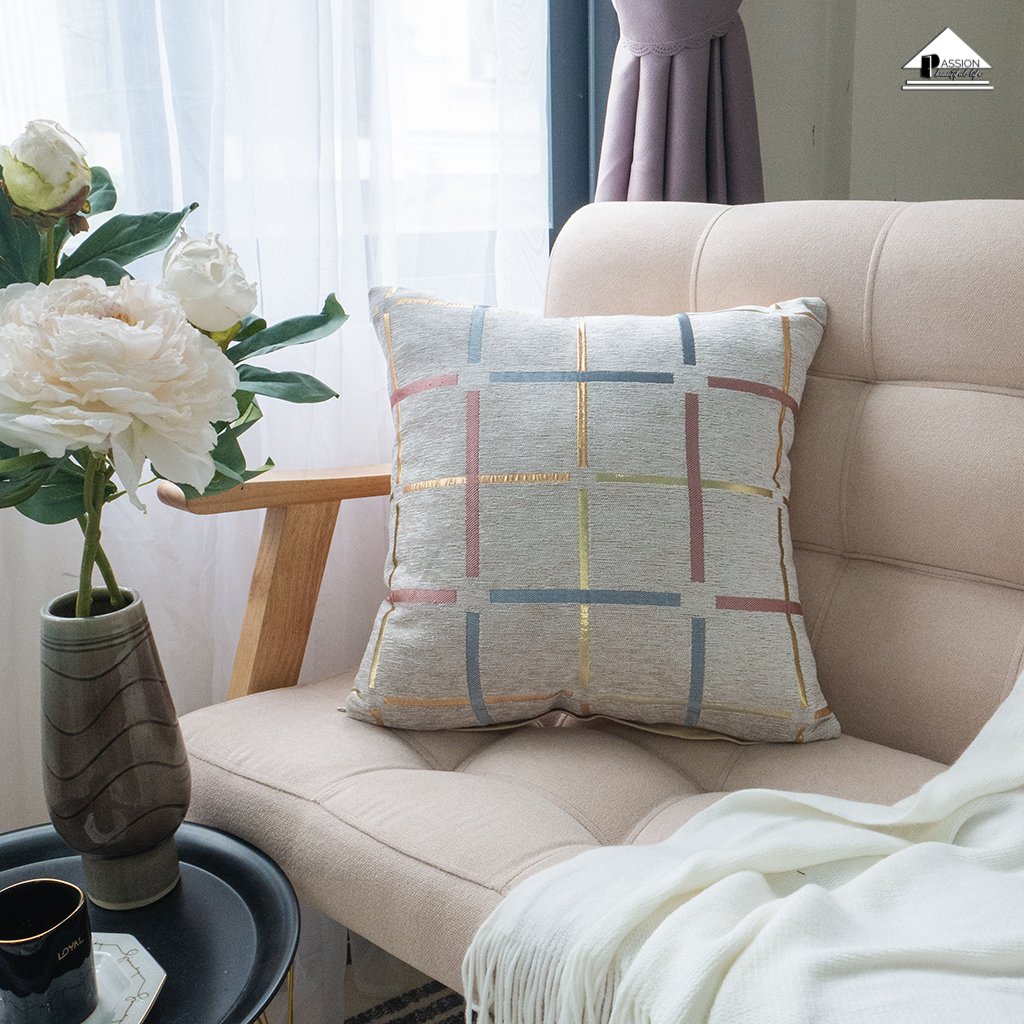 Plaid Bronzing Chenille Home And Decoration Products Modern Cushions Cover Without Core Sofa Pillow Cases 16x16