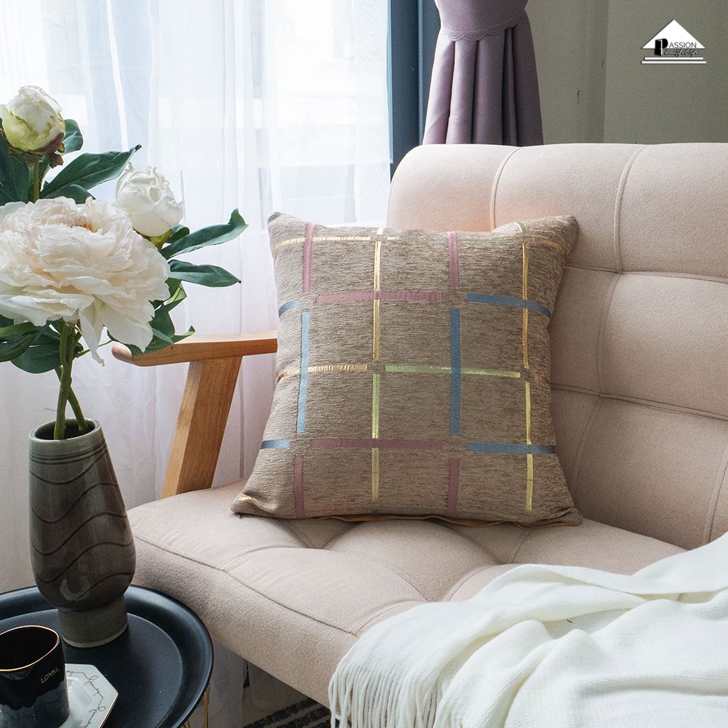 Plaid Bronzing Chenille Home And Decoration Products Modern Cushions Cover Without Core Sofa Pillow Cases 16x16