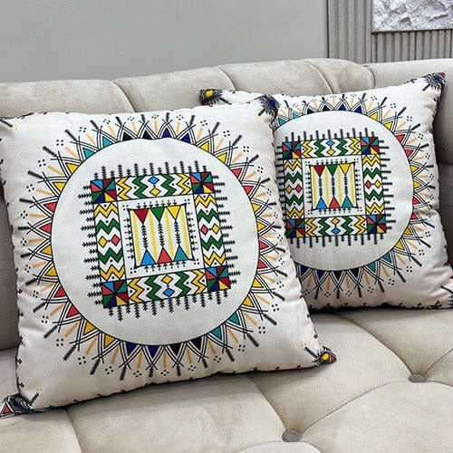 Colorful Geometric Cushion Cover – 16x16 Inch Modern Decorative